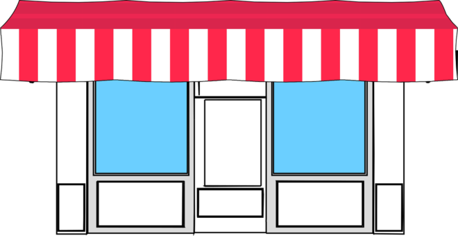 Stripes of red and white awning