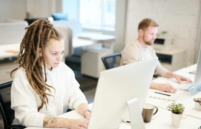 people working in an office